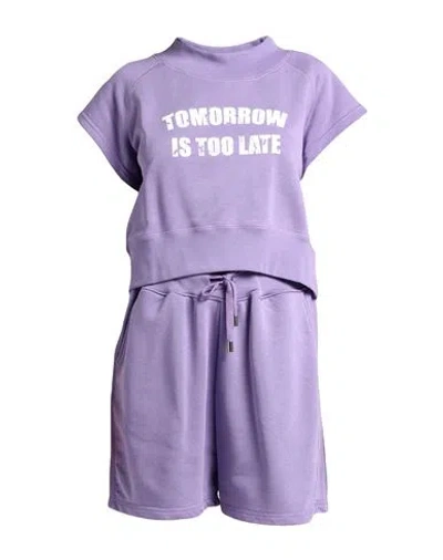 Gabardine Woman Tracksuit Lilac Size M Cotton, Polyester In Purple