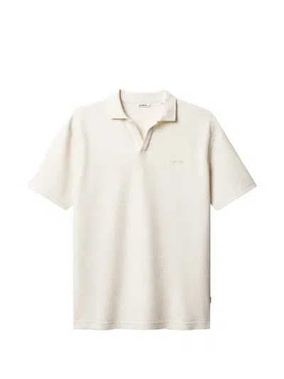 Gabba Gablio Waffle-knit Embroidered-logo Polo Shirt In Neutral