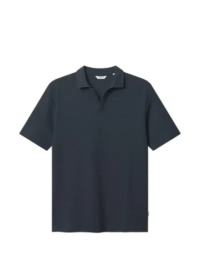 Gabba Gablio Waffle-knit Lio Polo Shirt In Blue