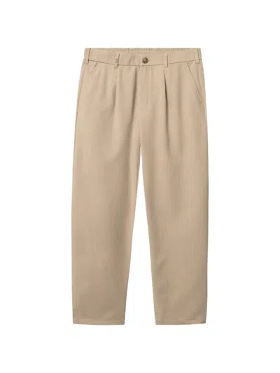 Gabba Gabnapoli 19 Phin Pleated Elasticated-waistband Trousers In Neutral