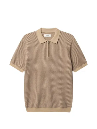Gabba Oswald Retro Half-zip Polo Shirt In Brown