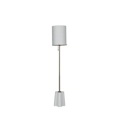 Gabby 58'' Matte Traditional Floor Lamp In Brushed Brass|white Linen