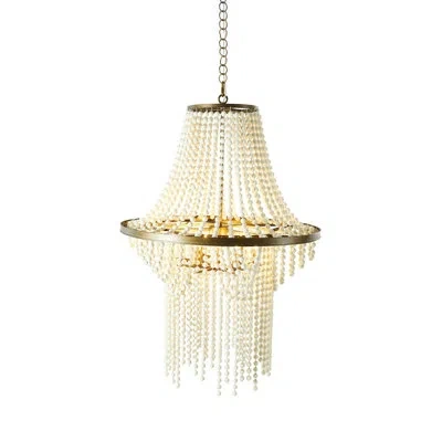 Gabby 6 - Light Chandelier In Textured White|brushed Brass