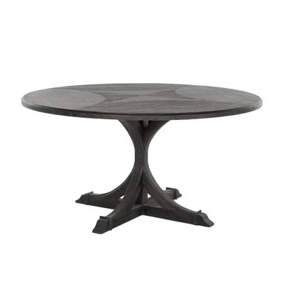Gabby Adams 60" Pedestal Dining Table In Cerused Forest Black