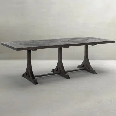 Gabby Adams 94" Solid Wood Trestle Dining Table In Cerused Forest Black