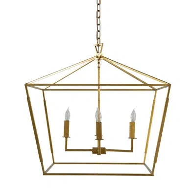 Gabby Adler 4 - Light Lantern Geometric Chandelier In Vintage Gold