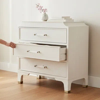 Gabby Alexandra 3 Drawer 32" W Solid Wood Chest In White