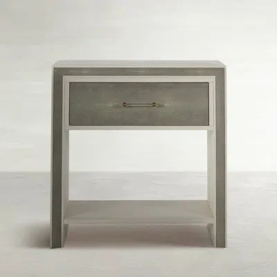 Gabby Alford 1 - Drawer Solid Wood Nightstand In White Cerused Oak/gray/brass In Cerused White|sea Green Shagreen|clear A