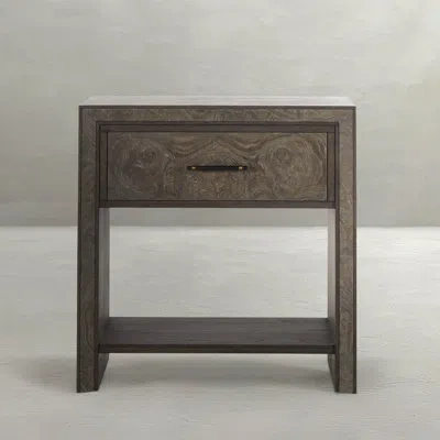 Gabby Alma 1 - Drawer Solid Wood Nightstand In Dark Brown/brass/black In Dark Gray Mindi|dark Gray Burl