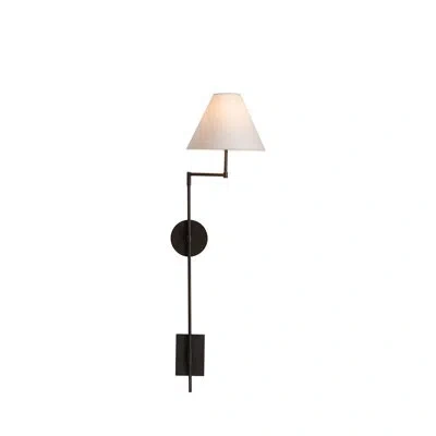 Gabby Alva Iron Swing Arm Sconce In Bronze Brossé | Lin Blanc Plume;brushed