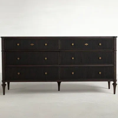 Gabby Andrea 68.5'' W 6 - Drawer Dresser In Dark Stained Oak|antique Brass|stained O
