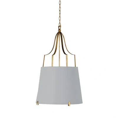 Gabby Arbella 1 - Light Single Cone Pendant In Vintage Gold|white Linen