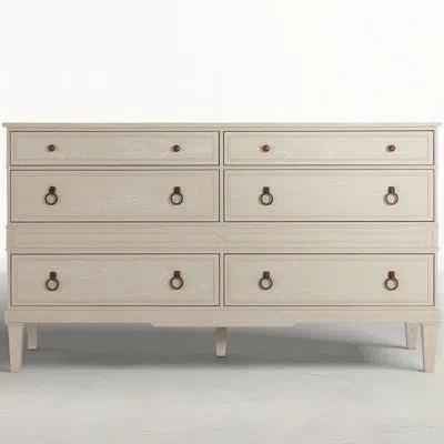Gabby Archie 60'' W 6 - Drawer Dresser In Cerused White|antique Bronze