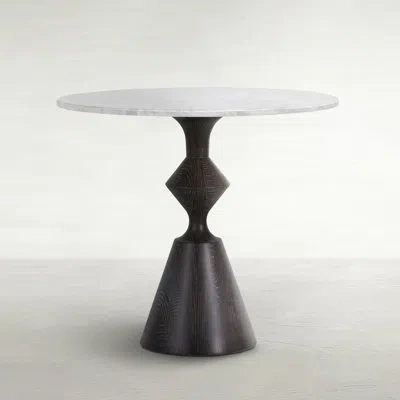 Gabby Benedict 32" Genuine Marble Pedestal Dining Table In Volakas Marble