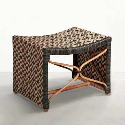 Gabby Bennet Rattan Accent Stool In Black And Natural Rattan;natural,black;noir Et Rotin Naturel