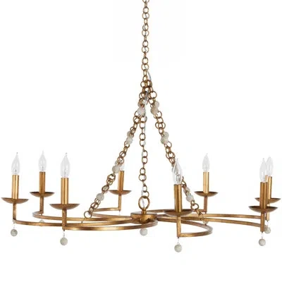 Gabby Carrie 8 - Light Candle Style Classic / Traditional Chandelier In Antique Gold|antique White