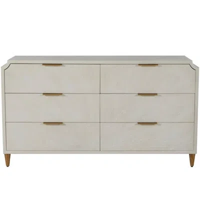 Gabby Chiri 6 - Drawer Dresser In Cerused White|stained Gold