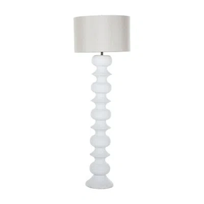 Gabby Claudius 71.75" Floor Lamp In Plaster White|brushed Copper|smoky Gray