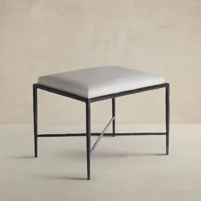 Gabby Devoe Iron Accent Stool In Beige;natural Ivory Hide|gunmetal Bronze,bronze Industriel