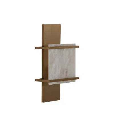 Gabby Flush Mounted Sconce In Antique Brass|natural Alabaster