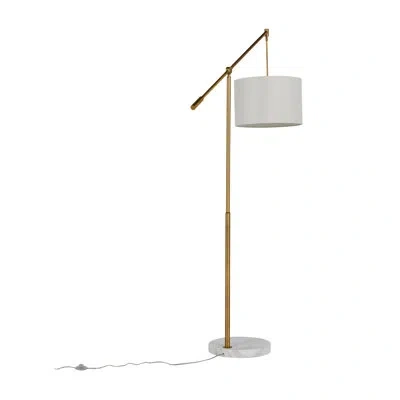 Gabby Fulton 83'' Plaster White Arched/arc Floor Lamp In Sea Salt Linen|stained Gold|volakas Marb
