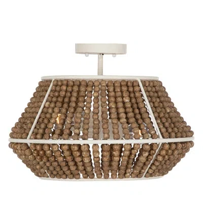 Gabby Gilmer Semi Flush Mount In Plaster|beige Washed Wood