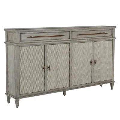 Gabby Isaac 75" Wide 2 Drawer Mindi Solid Wood Sideboard In Brushed Gray|antique Bronze|sesame Gray