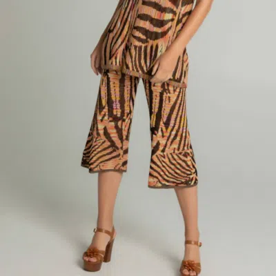 Gabby Isabella Animal Print Wide Leg Crop In Tiger In Multi