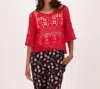 Gabby Isabella Crochet Knit Cover Up In Red In Red