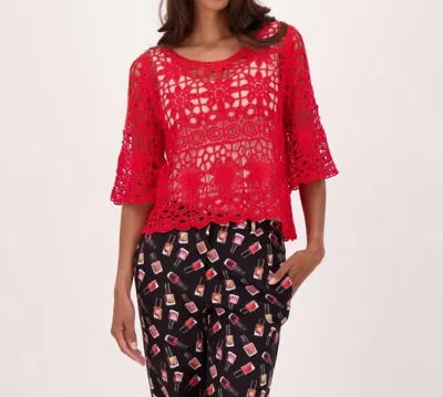 Gabby Isabella Crochet Knit Cover Up In Red