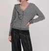 Gabby Isabella Striped Cardigan In Black And White In Multi