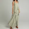 GABBY ISABELLA STRIPPED RIBBON MAXI DRESS IN GREEN AND WHITE