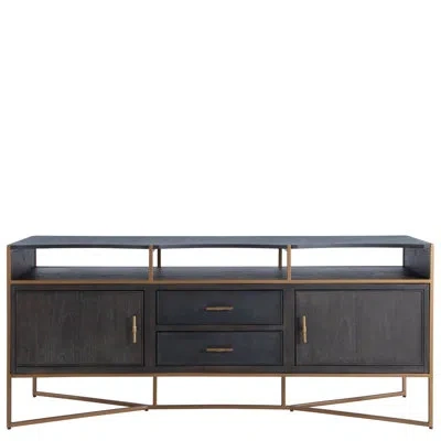 Gabby Jameson Tv Stand For Tvs Up To 78" In Natural Black|black Faux Shagreen|staine
