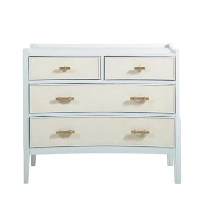 Gabby Jane 4 Drawer Dresser In Soft Sky Blue|satin Gold|natural Seagras