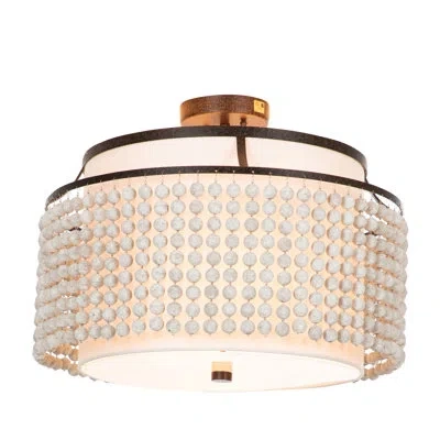 Gabby Joanna Semi Flush Mount In Venetian Rust|distressed Ivory|feather W