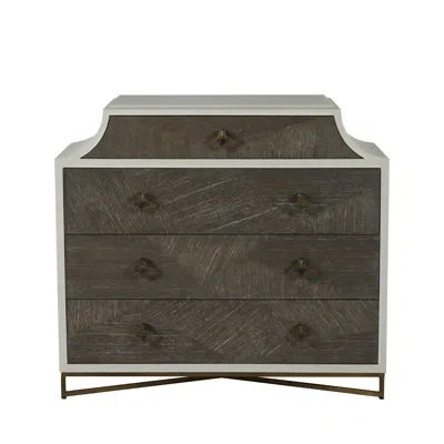 Gabby Kirsten 4 - Drawer Accent Chest In Cerused White;cerused Coal;stained Brass