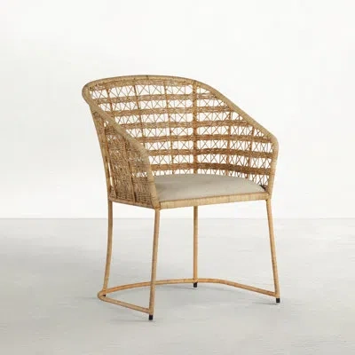 Gabby Lambert Windsor Back Arm Chair In Beige In Natural Rattan