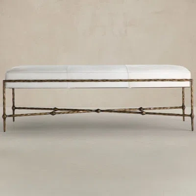 Gabby Lambeth Bench In Antique Aged Brass|burnished Oak|natural