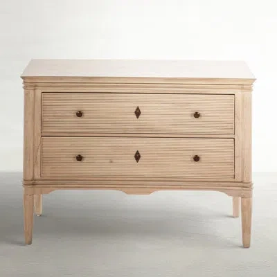 Gabby Linnea 2 - Drawer Solid Wood Nightstand In Brushed Blonde Natural/antique Bronze In Antique Bronze|brushed Blonde Natural