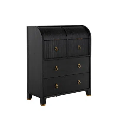 Gabby Maison 4 Drawer 40" W Chest In Brushed Black|stained Gold