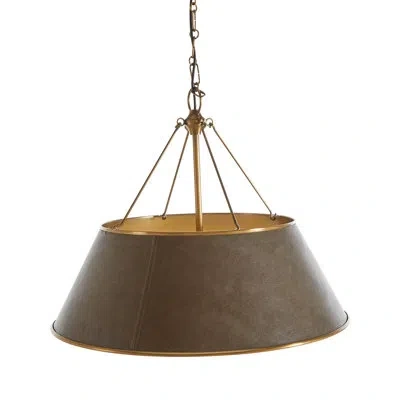 Gabby Mariana Pendant In Brushed Antique Brass|dark Brown Leather