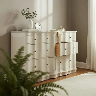 Gabby Meredith 6 - Drawer Dresser In Stain Brass|textured Cerused White