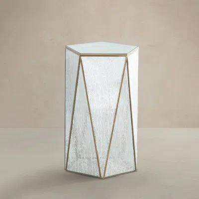Gabby Mirrored Glass Top End Table In Brass
