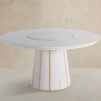 Gabby Morgan Mahogany Solid Wood Dining Table In Cerused White,gold
