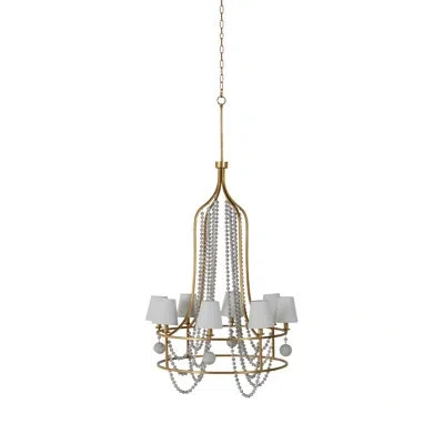 Gabby Neville 1 - Light Candle Style Empire Chandelier With Wood Accents In Vintage Gold|distressed Ivory