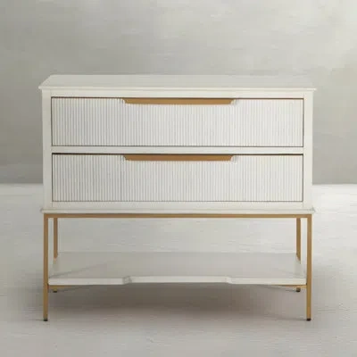Gabby Riggs 2 - Drawer Iron Nightstand In Distressed Antique White