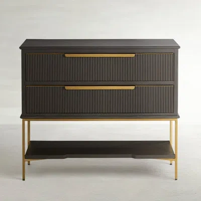 Gabby Riggs Nightstand - Dark In Sesame Black|stained Gold