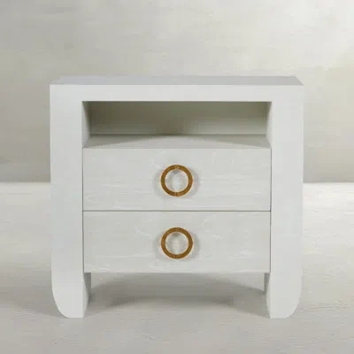 Gabby Sherie Nightstand In Cerused White|stained Gold|white Raffia