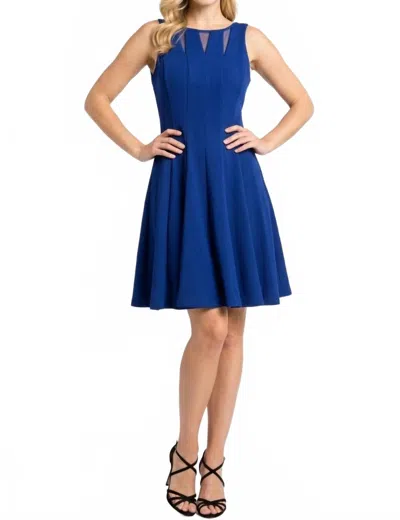 Gabby Skye Illusion Mesh Fit And Flare Party Dress In Cobalt In Blue