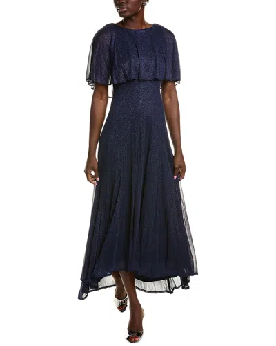 Gabby Skye Roller Glitter Chiffon Maxi Dress In Blue